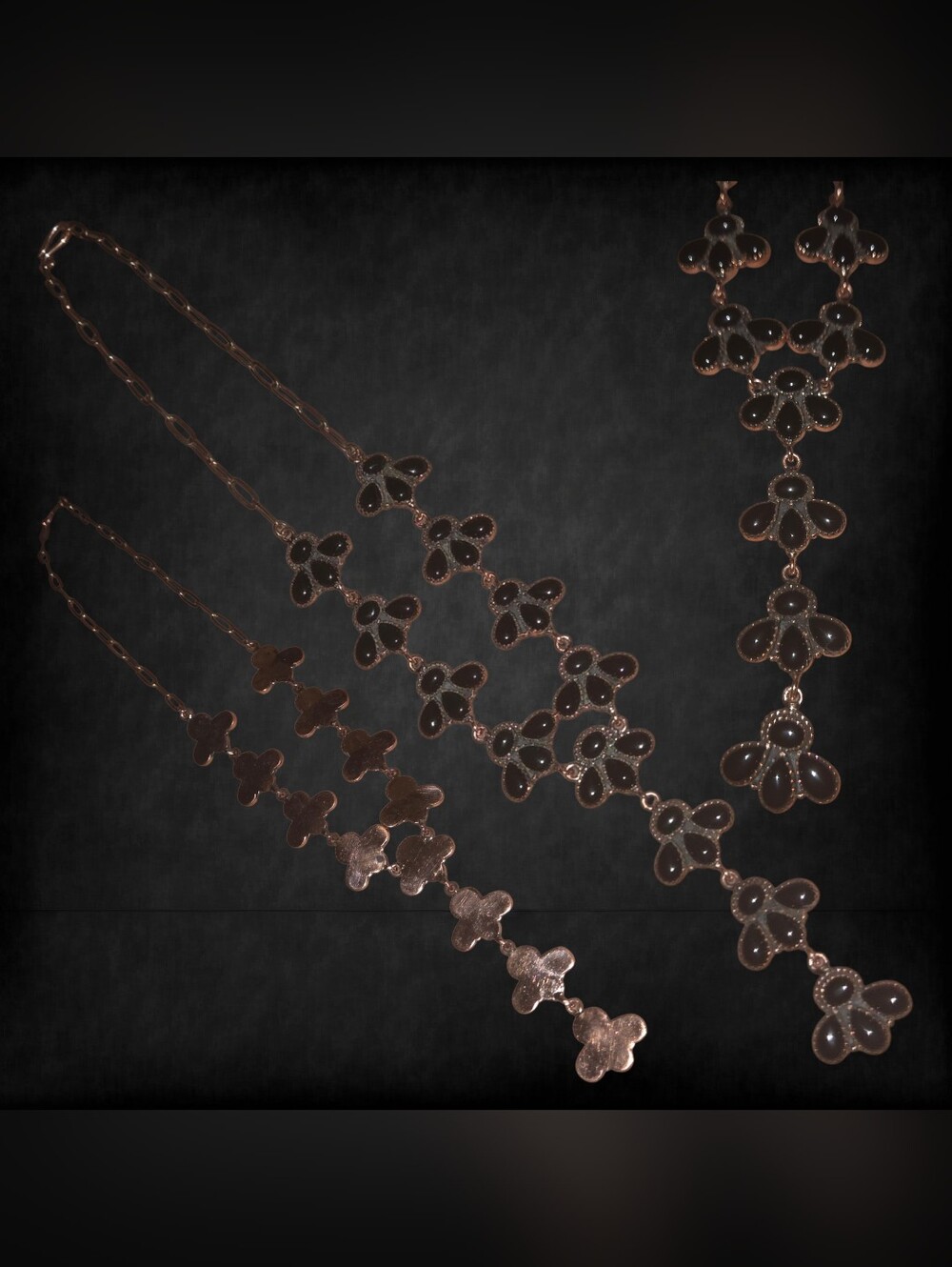 Copper black onyx gemstones With Paperclip Chain NWOT